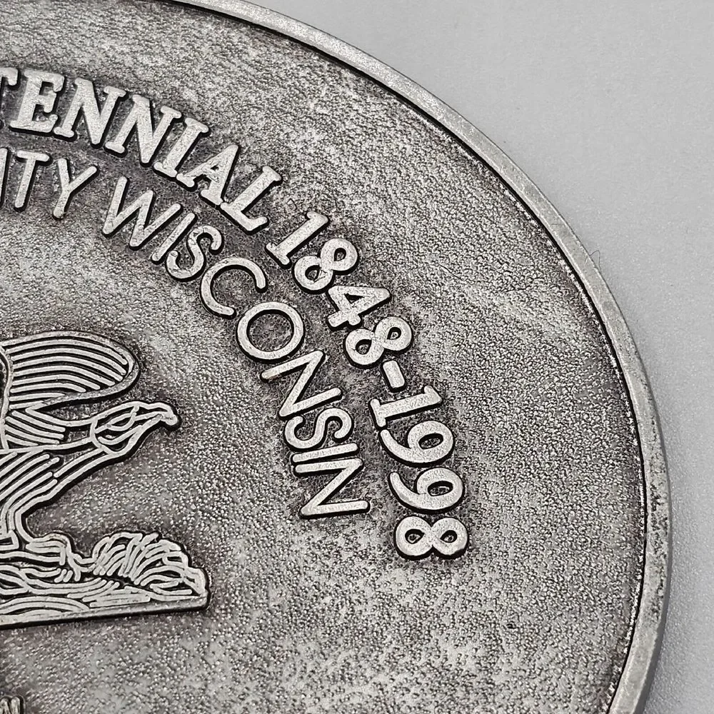 Wisconsin Sesquicentennial Belt Buckle Pewter Eagle 1998 Winnebago County Fair